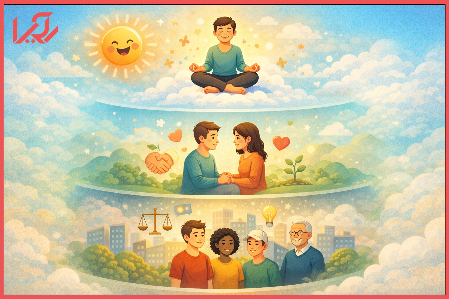 سطوح روانشناسی مثبت‌نگر از فردی تا اجتماعی به صورت تصویری